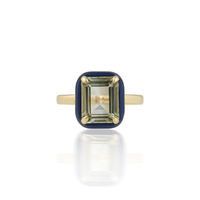 Cincin Emas Kuning 14K Terlaris Baru dengan Batu Amethyst Hijau