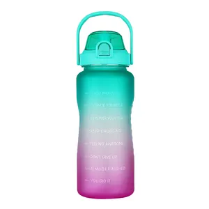 Large Capacity 64oz/2.2 Litre Portable Handle Lid Plastic Gym Sports Direct Drinking Water Bottles Custom Logo with Time Marker