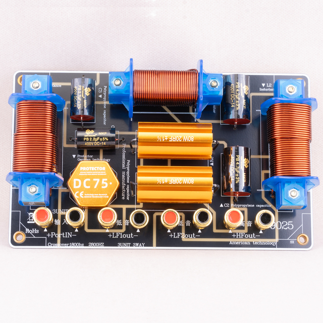 9025 Frequency Divider 2Way 8Ohm 2Way Audio Crossover Network Speaker 12-15inch 800W Treble/2Bass Frequency Divider Accessories