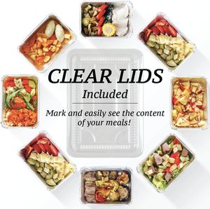 10, 20, 50 pièces de contenants alimentaires jetables en aluminium de qualité alimentaire, barquettes rectangulaires en aluminium avec couvercles - Product Image 6