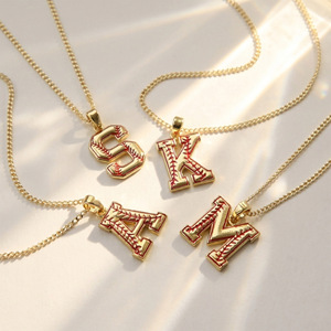 Nouveau Collier Pendentif Lettre Initiale Baseball 2026 Plaqué Or 18 carats Bijou Sportif Cadeau pour Elle/Lui - Product Image 3
