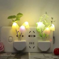 Veilleuse LED Murale Champignon Colorée et Changeante, Lampe Murale Fleurie Mignonne avec Capteur, à Brancher, pour Chambre, Salle de Bain, Cadeau