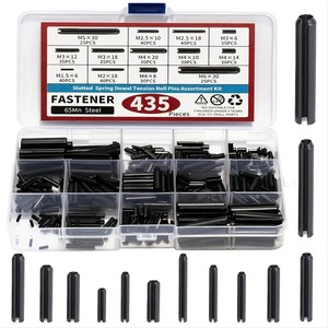 Slotted Spring Pins Assortment <b>Kit</b> 435 Pieces Manganese Steel Metric Tension <b>Roll</b> Pins For General Use - Product Image 1