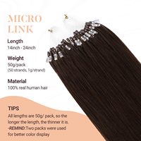 Extensions de cheveux Microlink, micro-boucles, cheveux humains doux, extensions de cheveux humains naturels, balayage brun foncé avec brun moyen