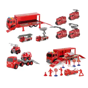 EPT Fire Set Kids Trucks Electric Mini Fight Remote Control Truck Box Toy Car Airport Fire Truck Toys For 5 6 Years