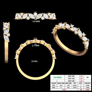 Anillo de Boda de Lujo en Oro Amarillo de 10K con Diamantes Marquise y Redondos Brillantes, Elegante Joyería Nupcial para Mujer, Regalo - Product Image 2