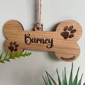 Custom <b>Wooden</b> <b>Dog</b> Tag-Personalized Bone-Shaped Laser Engraved Wall Hanging | Father's Day Cartoon Pet Gift for Pet Lovers - Product Image 5