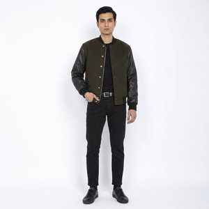 New Arrival <b>Slim</b> <b>Fit</b> Winter Men's Varsity <b>Jacket</b> Front Breathable Stand Collar Polyester/Cotton Casual Professional Manufacturer - Product Image 1