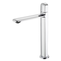 Robinet de lavabo moderne Hongdec à noyau en cuivre, monocommande, à poser sur le comptoir, finition noire, eau chaude/froide, pour salle de bain