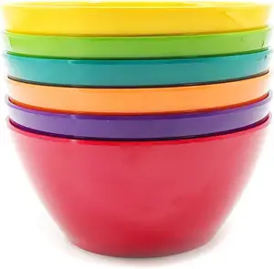 Eco-Friendly 6-inch 26-Ounce Melamine Multicolor Cereal Bowls BPA-Free Dishwasher Safe Soup Mixing Bowl Set Welcome Logo Boxed