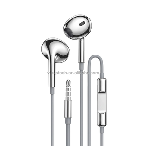 Écouteurs intra-auriculaires filaires universels Type-C 3,5 mm argentés, câble en TPE, basses puissantes, pour le sport - Product Image 1