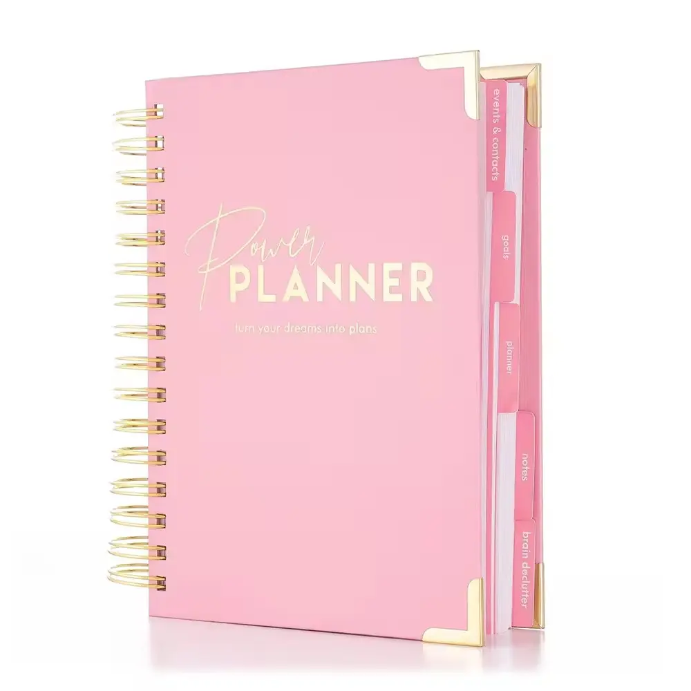 Custom Logo 2024 A5 Pink Weekly Monthly Manifestation Goal Journal Agenda Notebook Diary Spiral Planner