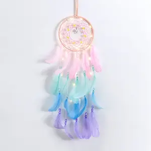 Grosir dekorasi gantung Boho alami pohon kehidupan penangkap Mimpi India dekorasi dinding dengan dreamcatcher bulu daun