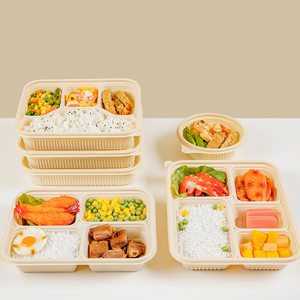 使い捨て電子レンジで安全なPLA生分解性コーンスターチ食品容器ランチミール弁当箱スープボウルコンパートメント付き - Product Image 4