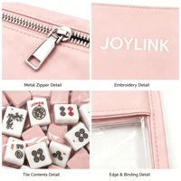 Sac de rangement pour tuiles de Mahjong en PVC rose clair, pochette zippée portable et légère pour le jeu de Mahjong américain – Offre Spéciale