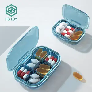 微型3/6网格每日组合钱包方形高级盒便携式隔间塑料药丸盒收纳器