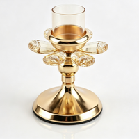 Porte-bougie à la bougie tealight en cristal doré de luxe avec gobelet en verre
