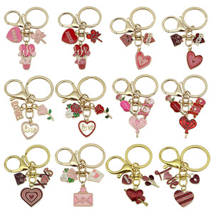 Portachiavi a Forma di Cuore con Farfalla e Rosa, in Lega di Zinco, Gioiello per Coppie, Ciondolo Decorativo per Borse da Ragazza, Vendita all'Ingrosso - Product Image 1