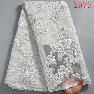 Tissu africain en dentelle Brocade dorée, étoffe Jacquard, Organza, Tulle français, doux, couture de mariage, <span class=keywords><strong>2021</strong></span>, nouvelle collection 2579 - Product Image 6