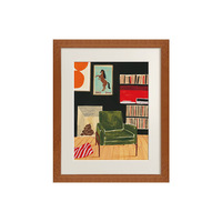 Peinture décorative haut de gamme à l'huile sur toile pour coin de salon/salle à manger avec cadre en bois massif brun