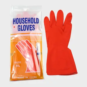Pegangan bicolor sarung tangan panjang tahan air tebal makanan alami dapat digunakan kembali cucian berat sarung tangan pelapis telapak tangan