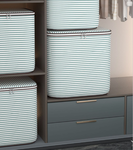 Bolsa de Almacenamiento Plegable de Gran Capacidad, de Tela No Tejida, con Rayas Grises, para Ropa, Pantalones y Edredones - Product Image 4