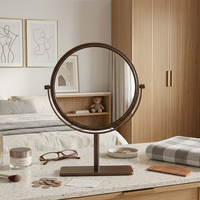 Miroir cosmétique de bureau rond à double face avec cadre en métal et design personnalisé