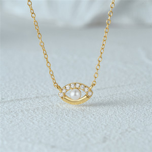 Collar CANNER de Plata de Ley 925 con Perla Clásica y Ojo de Diablo, Joyería Brillante con Circonitas, Collar de Oro de 18k para Mujer - Product Image 2