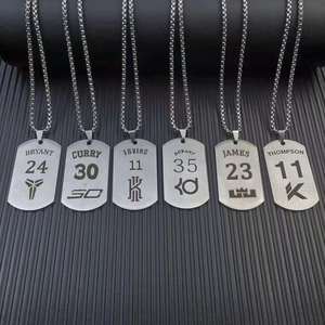 Collar de Baloncesto con Colgante Cuadrado de Acero Inoxidable con Zirconia, Chapado en Titanio, Estilo Clásico Unisex, para el Jugador Más Valioso del Campeonato 2022, Curry - Product Image 2
