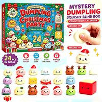 Calendrier de l'Avent de Noël Mystère des Raviolis – Assortiment de Jouets Anti-Stress TPR Squishy en Forme de Ravioli de Noël – 24 Surprises de Fêtes