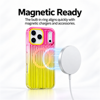 Coque de téléphone magnétique à texture rayée C0577 pour iPhone 16 17 Air 15 Pro 14 Pro Max 18 Pro, anti-chute, couleur dégradée, coque arrière