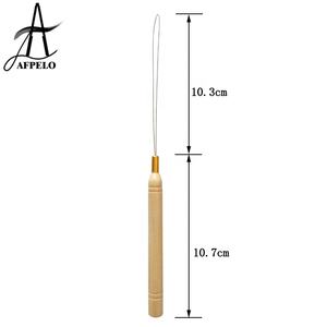 Jarum rajut rambut pegangan kayu, alat kait ekstensi rambut, jarum benang, lingkaran manik-manik Cincin mikro - Product Image 3