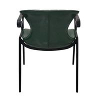 Fauteuil moderne en cuir vert rembourré avec structure en métal noir pour la restauration commerciale dans les restaurants et salons