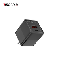 Chargeur rapide WISESIR 33W GaN à double port Type-C USB PD 3.0 PPS QC4.0 OTP compact 5V/3A 9V/2A 12V/2.5A Adaptateur secteur
