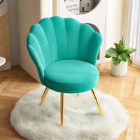 Fauteuil d'appoint en velours style Mid-Century Modern avec pieds en métal doré, chaise de coiffeuse rembourrée pour chambre, salon, salle à manger, commode