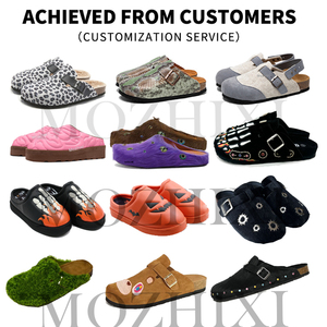 Nouveau design sabots personnalisés chaussures femmes hommes sabots <span class=keywords><strong>mules</strong></span> sabots en cuir de daim de vache plat anti-dérapant pantoufles <span class=keywords><strong>mules</strong></span> conception personnalisée - Product Image 3