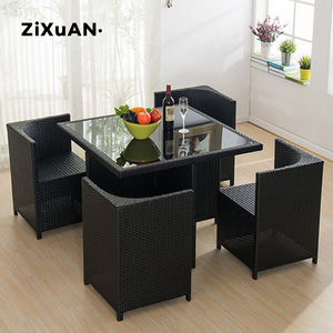 Meubles d'extérieur de haute qualité, imperméables, blancs, 4 ensembles de tables et chaises en rotin avec tiroir - Product Image 2