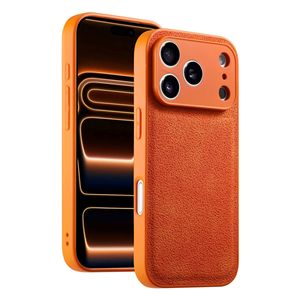 Étui en cuir texturé de couleur <span class=keywords><strong>orange</strong></span> de qualité supérieure pour <span class=keywords><strong>iPhone</strong></span> 17 Pro Max, étui noir mat pour <span class=keywords><strong>iPhone</strong></span> 16 15 14 13 Pro avec protection d'objectif - Product Image 5