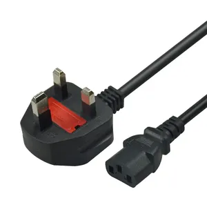 SIPU británico 3 Pin 13A 220V fundido computadora Reino Unido Cable de alimentación de CA Cable de extensión de enchufe eléctrico con c13 conector