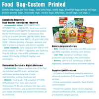 Sachet alimentaire Doypack personnalisé imprimé, autoportant, avec fermeture éclair, pour snacks, biscuits, fruits secs, en plastique scellé et feuille d'aluminium