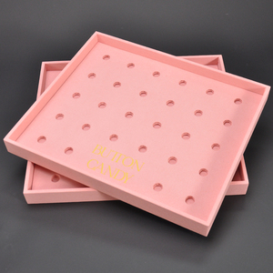 Caja de Almacenamiento de Broches de Terciopelo con Logotipo Personalizado, Varios Estilos, Diferentes Bandejas, Color Rosa - Product Image 3