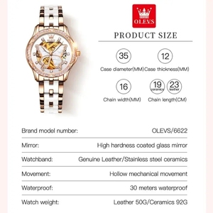 Reloj OLEVS 6622 de Lujo para Mujer, Elegante, Automático, Mecánico, con Esfera de Mariposa con Diamantes, Resistente al Agua, en Caja de Regalo - Product Image 4