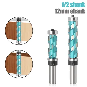 Woodworking Double Bearing Trimming Spiral Cutter 12mm/1/2" Handle Bearing Profiling CNC Computer Engraving Discarded Router