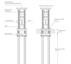 Prese a scomparsa motorizzate intelligenti universali per la ricarica Wireless superiore torre di sollevamento da cucina presa di corrente Pop-Up - Product Image 6