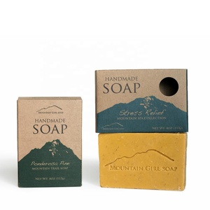 Scatola di carta Kraft marrone di alta qualità sapone fatto in casa confezione regalo con finestra in rilievo e tipo di cartelle laminate opache - Product Image 3