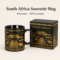Tasses en céramique souvenirs d'Afrique du Sud, design paysage animalier Protea, pour café et lait, avec boîte cadeau, personnalisation OEM ODM, vente en gros