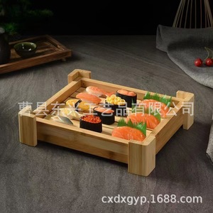 Bandeja de sushi de bambú estilo japonés Dx, de madera maciza, tamaño personalizable, para servir mariscos y sashimi. - Product Image 1