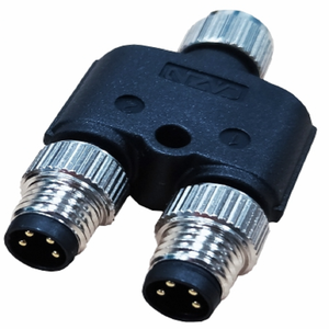 ตัวเชื่อมต่อแบบแยก M8-4Y-1F-2M ชนิด Y แบบ 4 ขา ตัวเมียเป็นตัวผู้  วัสดุทองแดง/สังกะสี  หุ้มด้วยพีวีซี  ป้องกันน้ำระดับ IP67 ผลิตในไต้หวัน - Product Image 1
