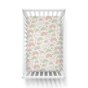 Custom Digital Print GOTS Organic Cotton Baby Bamboo Muslin Fitted Crib Sheet Set 130*70 Cm Newborn Cot Sheets