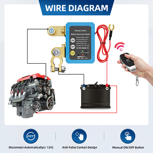 Interrupteur magnétique de déconnexion de batterie de voiture 12V 240A, coupe-circuit de batterie à distance avec voyant lumineux et télécommande - Product Image 6